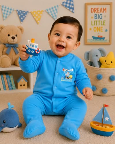Image of EIO 100% Cotton Rompers Sleepsuits Jumpsuit Night Suits for Infants Newborn Baby Boys & Girls