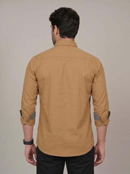 Image of Diverse Men's Cotton Blend Shirt with Pocket Design Spread Collar Full Sleeves Regular Fit and Standard Length | Comfortable Cotton Casual Shirt for Man