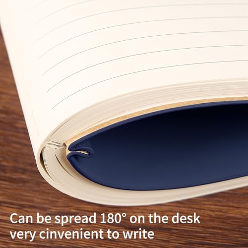 Image of Lined Journal Notebook for Work College Ruled Note Book 7.2 inchx9.6 inch B5 PU Leather Daily Journaling 160 Pages for Women Men Writing Home School Supplies Business (Dark Blue)