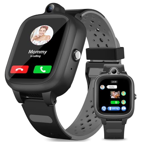 Fitonme Reloj Inteligente 4G para Niños, GPS, Teléfono, WiFi y Bluetooth, Ubicación en Tiempo Real, Videollamadas y Mensajes, Podómetro, Geocerca, SOS, Reloj GPS Anti Pérdida para Niños,Negro