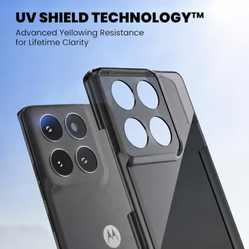 Image of VONZEE Compatible with Motorola Moto Edge 60 Fusion 5G Back Cover Case Clear,[ Anti Yellow ][Military Grade Protection] Hard PC Back Cover Transparent-Black