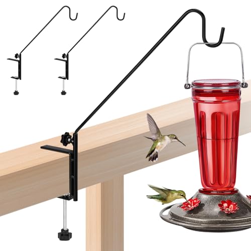 Biubee Deck Bird Feeder Hanger for Failing- 2Pack Heavy Duty Steel Stable Deck Railing Plant Hanger Outdoor with Adjustable 3.1 Clamp Deck Hook for Bird Feeder Plant Hangers Lanterns 13.8 Inches