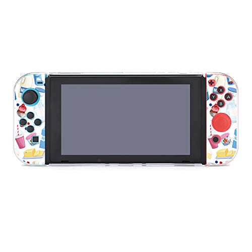 SUPNON Seamless Pattern Dairy Products Protective Case Compatible with Nintendo Switch - Soft Slim Grip Cover Shell for Console and Joy-Con with Screen Protector, Thumb Grips, Anti-Scratch Design16093