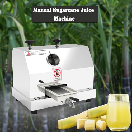 Sugar Cane Juice Machine, Commercial Sugar Cane Juicer with 3 Rollers, Handwheel, and Knives for Homes and Shops