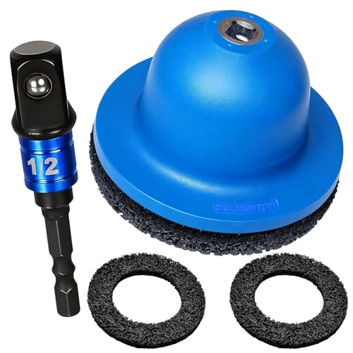 Smerigliatrice per Mozzi Ruota, Set di Spazzole per Mozzi Ruota da 90-150mm con Attacco Quadrato da 1/2 e 2 Dischi Abrasivi in ​​Acciaio Smerigliatrice con Testa a Sfera