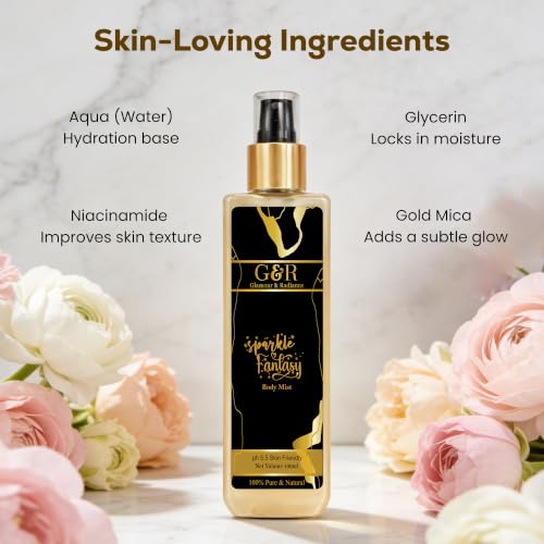 Image of G&R Sparkle Fantasy Body Mist 100ml | Made With Niacinamide & Aqua | Non-Alcoholic Formula with Glitery Tint Finsh | Skin Friendly Perfume for Refreshing Long Lasting Fragrance | For all skin type