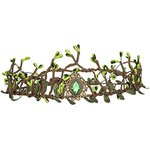 Tiara de ramita del bosque artesanal con cristales mágicos
