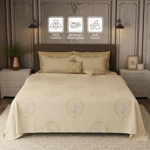 Image of BOUTIQUE LIVING Platinum Pulse Monticello 100% Cotton 800 TC Brown Floral King Bedding Set