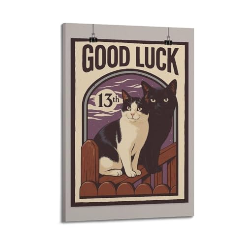Toile vintage chat Teddy & Diego superbe poster pour salon cosy