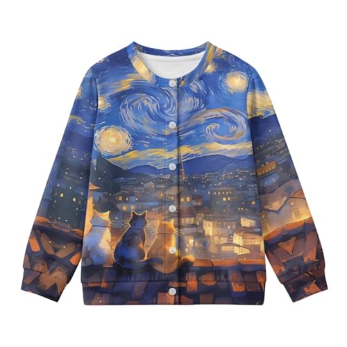 Image of Girls Cardigans Sweater Long Sleeve Crew Neck Button Down Sweaters School Outerwear for Kids Fall Winter Tops