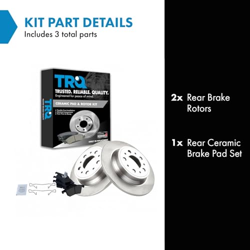 Image of TRQ Rear Brake Pad and Rotor Set Ceramic Rotors
