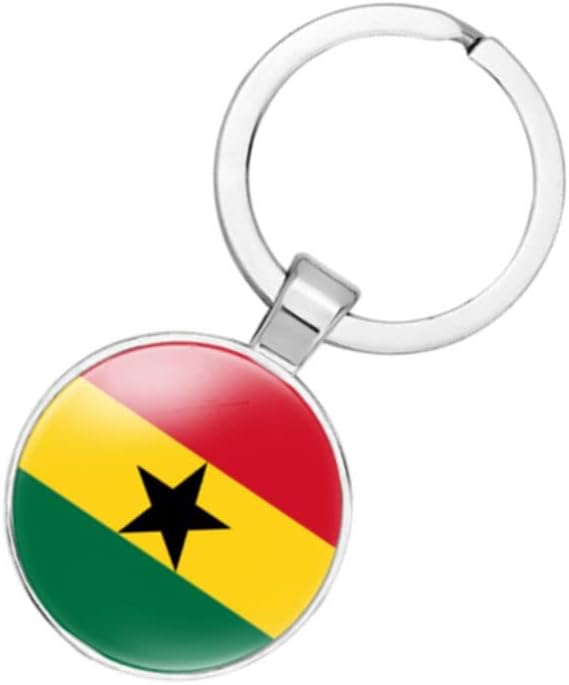 vmcoatdu Ghana National Flag Key Chain Keyring Gift Men Women Keychain Stainless Steel and Inlaid Glass Materials - Image 3
