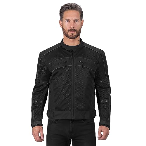 Motorcycle Jackets for Men Nomad USA Ironside Men’s Mesh Motorcycle Jacket (Small, Black)
