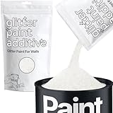 Hemway (White) Glitter Paint Additive Crystals 100g/3.5oz for Acrylic Latex Emulsion Paint - Interior Exterior Wall, Ceiling, Wood, Varnish, Dead flat, Matte, Gloss, Satin, Silk