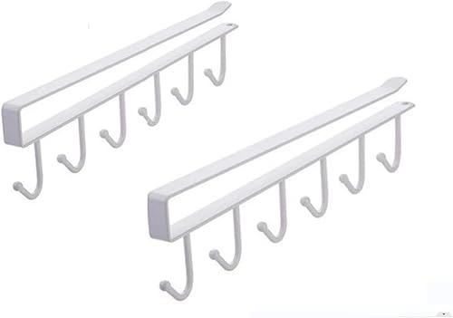Ganchos multifuncionales debajo del gabinete, 6 ganchos para colgar, estante para utensilios de cocina, armario, organizador de cofres, soporte para