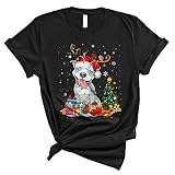 T-shirt unisexe avec motif renne Père Noël Pit Bull, noir, Taille L