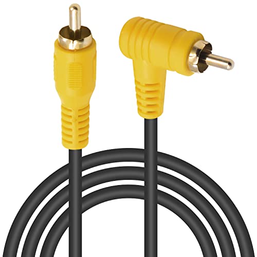 Duttek RCA Cable 1.5M,Right Angle Audio Cable Male to RCA,Gold-Plated Connectors for Home Theater,Subwoofer,HDTV