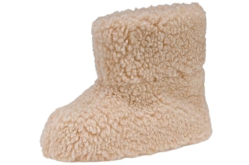 Bild: APREGGIO Hausschuhe f�r Herren und Damen - �u�erst Bequeme & Weiche Wollhausschuhe aus 100% Wolle - Warme H�ttenschuhe f�r den Winter - Hohes Modell Robuster Ledersohle - Beige - 41-42 f�r 25,02 EUR (-20%) statt 31,28 EUR bei Amazon