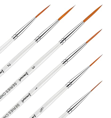 6 PCS Rigger Brushes, Rigger Brush Acrylic Set, Watercolor Liner Brush for Painting(Size 3/0, 2/0, 0, 1, 2, 3)