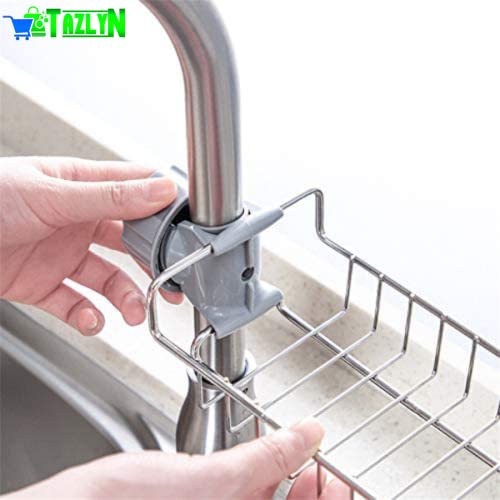 Image of TAZLYN Stainless Steel Faucet Rack Holder for Kitchen Sink soap Holder for Sponge Holder for Dish Kitchen Organizer Rack for Stand