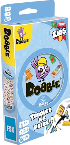Asmodee - DOBBLE Kids - Jeu de Cartes pour Enfants dès 4 Ans - Jeu de Rapidité à Jouer en Famillle - Jeu de Société - Boite Métal pour Voyage - 2 à 8 Joueurs - 15...