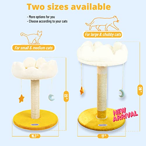 Happi N Pets Cloud Cat Scratching Post With Bed, Cat Tree For Indoor Cats, Nature Sisal Cat Scratcher With Cat Cozy Fluffy Perch For Kitten & Adult Cats, Small Cat Tower With Balls, Stable Cat Stand #TOP1