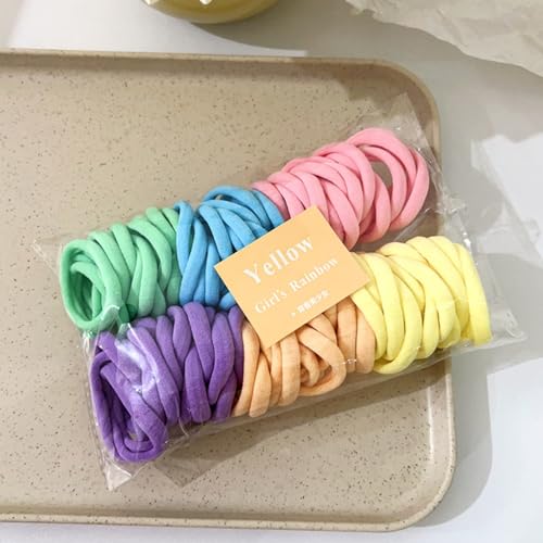 100PCS Elastic Hair Accessories - Seamless Cotton Hair Bands, Soft Ponytail Holders for Thick/Thin Hair, No Damage Elastics for Women (Spring color)