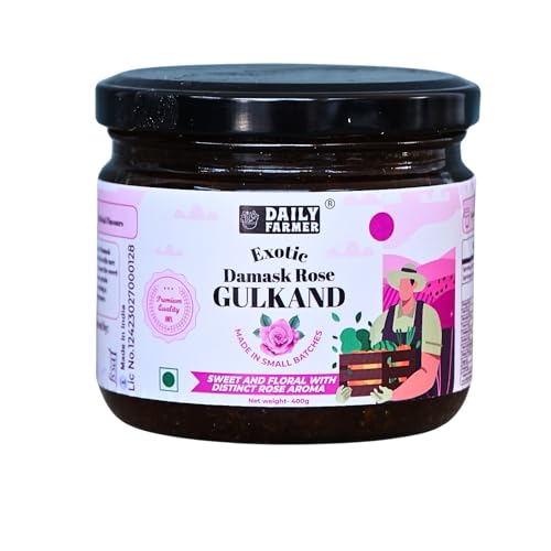 Daily Farmer Exotic Damask Rose Gulkand with Honey (Rose Petal Jam), 400g [100% Natural | Sun Cooked | Natures Coolant | Made in small batches | No Preservatives] (B0CW1M65W1) Amazon Price History, Amazon Price Tracker