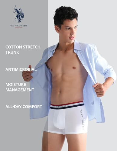 Image of U.S. Polo ASSN. Mens ET002 Anti Microbial Branded Stretch Cotton Underwear Trunk -Pack of 2