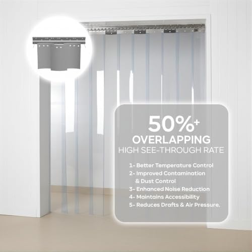 Image of Clear Kit PVC Smooth Plastic Strip Door Curtain 6x7 ft. (72x84.2 in) Standard Clear Waterproof Commercial Walk in Freezers Warehouse Garage Gate Doorway Clean Rooms Heavy Duty Vinyl 1173