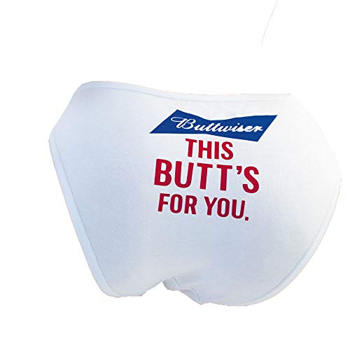 Ebsem Buttwiser Panty Cute & Sexy Hipster Bikini Women's Funny Undies String Underwear Dirty Harry Novelty Design Panties (White, Small)