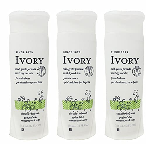 Ivory Body Wash Mild Gentle Formula with Aloe Scent, 12 Fl Ounce (Pack of 3)