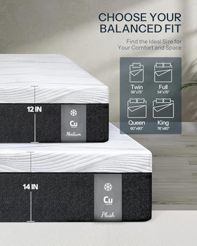 Image of Life Balance Hybrid Queen Mattress 14 Inch, Made in USA, Plush, Individual Pocket Coils & Copper Gel Memory Foam, Hypoallergenic & Odorless, CertiPUR-US CertifiedLC-14-Q