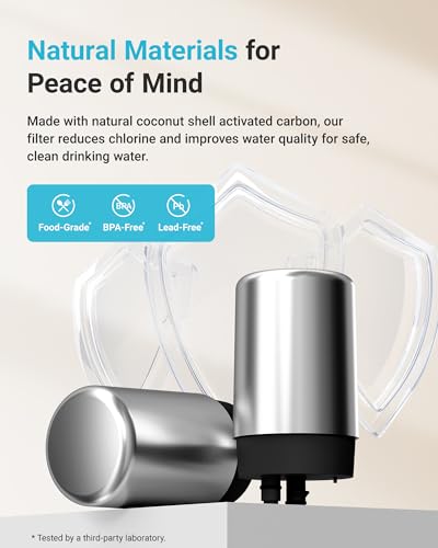 Image of AQUA CREST 7027S Faucet Water Filter, Replacement for Brita Filter, Brita 36311 On Tap Water Filtration System, FR-200, FF-100, 100 Gallons, Chrome, 2 Pack