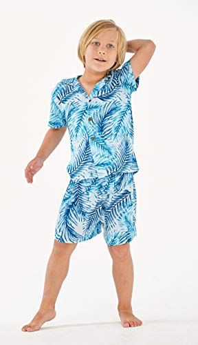 Image of Hawaii Hangover Family Matching Hawaiian Clothes, Simply Blue Leaves | Family matching Hawaiian outfits, Simply Blue Leaves, lightweight rayon, machine washable, tropical leaf print, luaus