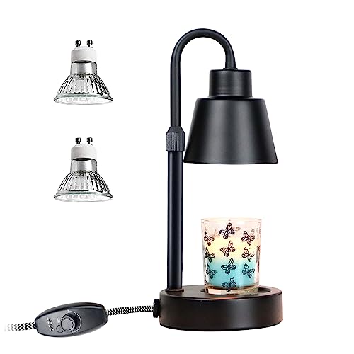 Candle Warmer Lamp, Electric Candle Lamp Warmer With Timer & Dimmer, Height Adjustable Bedroom Home Decor Dimmable Vintage Wax Melt Warmer For Scented Wax With 2 Bulbs, Jar Candles (Black) #TOP20
