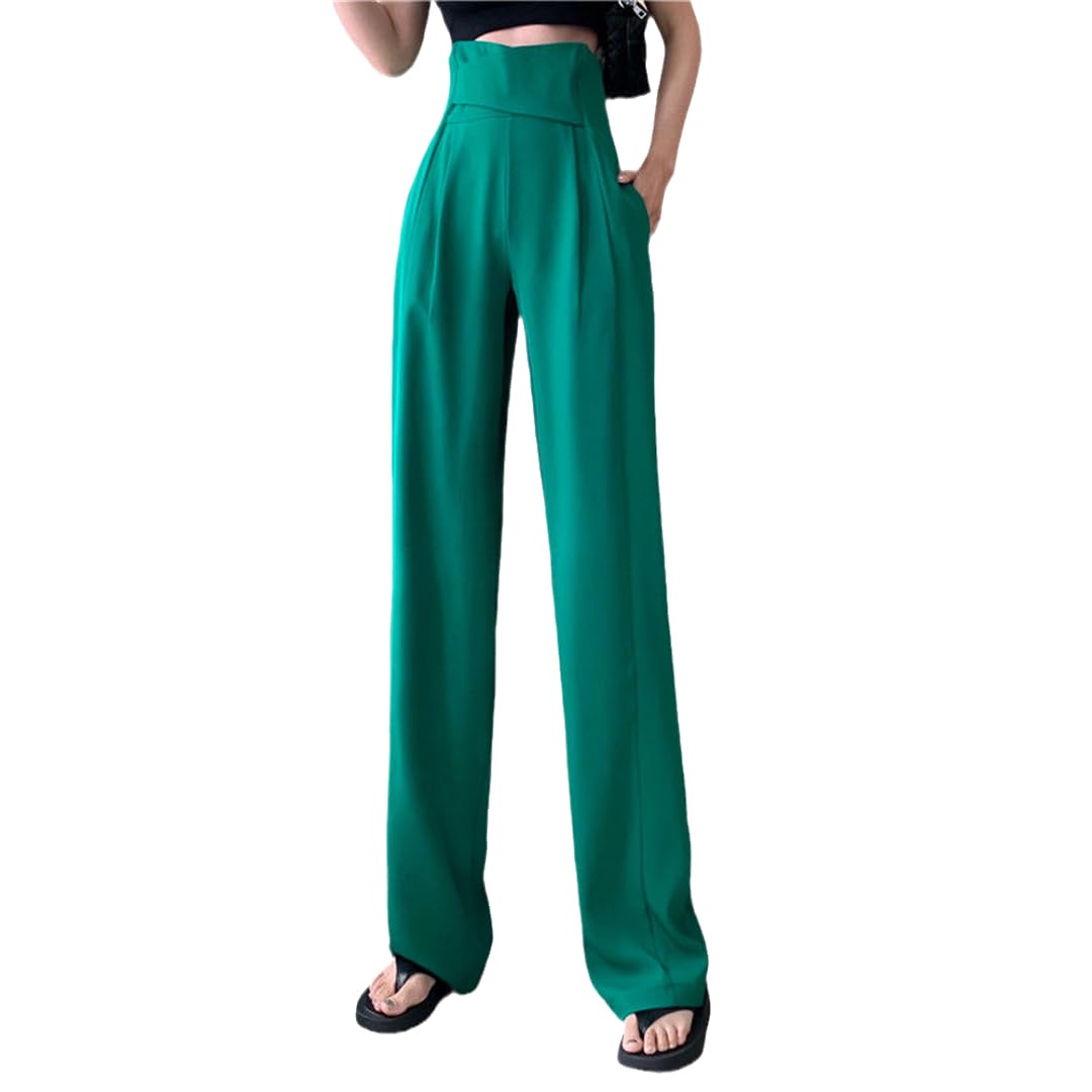 Womens Straight Leg Pants High Waist Loose Sexy Solid Color Straight Leg Pants Casual Fashion