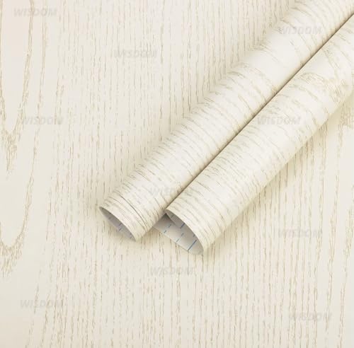 Image of WISDOM Peel and Stick Wallpaper Beige Wood Contact Paper Wood Grain Wall Paper for Nursery Room Bedroom Bathroom Cabinets Vinyl Roll Self-Adhesive Waterproof 24X120 Inch,Oak Wooden