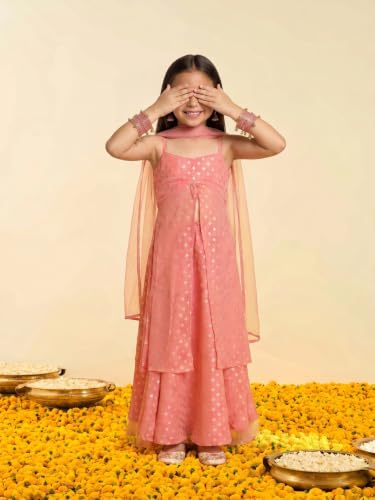 Image of Nautinati Girls Festive Ready Foil Printed Ethnic Lehenga Set with Dupatta | Age 2-8 Years