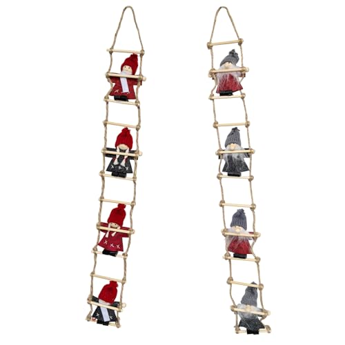 NITNOEI 2 pezzi ciondolo a forma di scala di Natale, vecchio su una scala, decorazione per albero di Natale appeso, bambole su una scala, decorazione natalizia, decorazione per camino