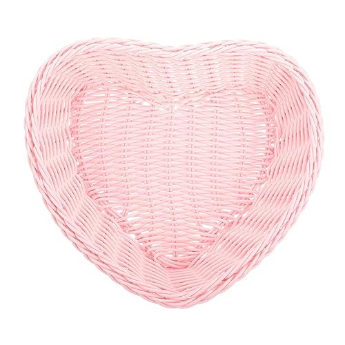 OFFSCH Heart Picnic Basket Wicker Storage Snack Display Plastic Basket Home Decor