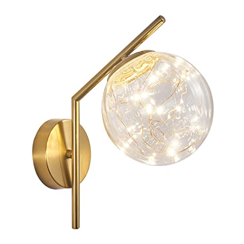 Applique LED haut de gamme dorée et globe en verre de cristal pour intérieur chic