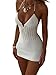 Women Crochet Dress Knit Halter Cut Out Backless Bodycon Mini Dress Beach Cover Up White L
