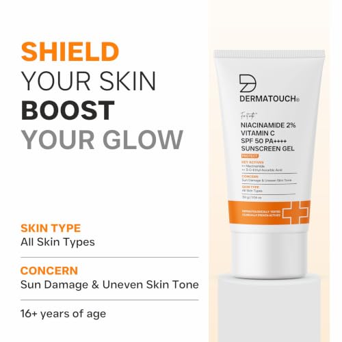 DERMATOUCH Niacinamide 2% Vitamin C SPF 50 PA++++ Sunscreen Gel – Broad Spectrum UVA/UVB Protection | Less White Cast | Fragrance-Free | For All Skin Types | 30g - Image 6