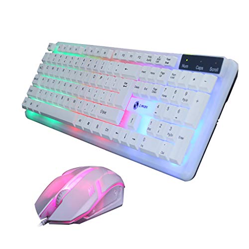 Amaping �Q�[�~���O�L�[�{�[�h�}�E�X�R���{ RGB LED�o�b�N���C�g104�L�[ USB�L���l�ԍH�w���X�g���X�g�L�[�{�[�h �v���O�����\��4/6�{�^���}�E�X Windows PC�Q�[�}�[�p �L�[�{�[�h�}�E�X�Z�b�g 430x 125x 30mm �z��
