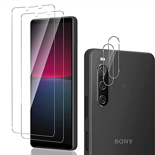 Holilo für Sony Xperia 10 IV 5G Schutzfolie für Panzerglas Kamera Schützen,【2+2 Stück】 No-Bubble Anti-Kratzen Ultra-klar 9H Härte Display und Kamera schützen Gehärtetes Glas Displayschutzfolie