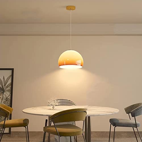 Suspension luminaire vintage ambre grand lustre dôme pour salle à manger