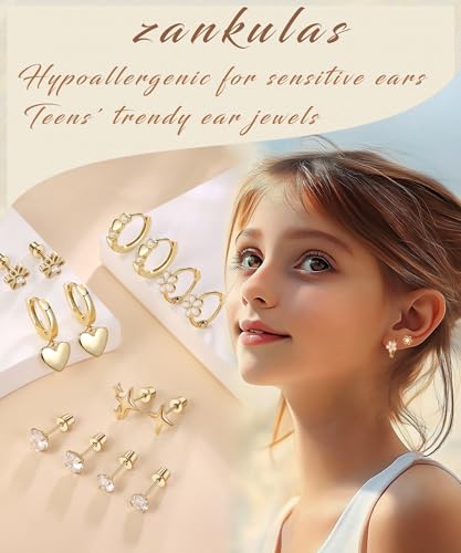 Stainless Steel Hypoallergenic Earrings for Girls Toddler Kids Baby Screw Flat Back Stud Earrings Set for Teen Jewelry2