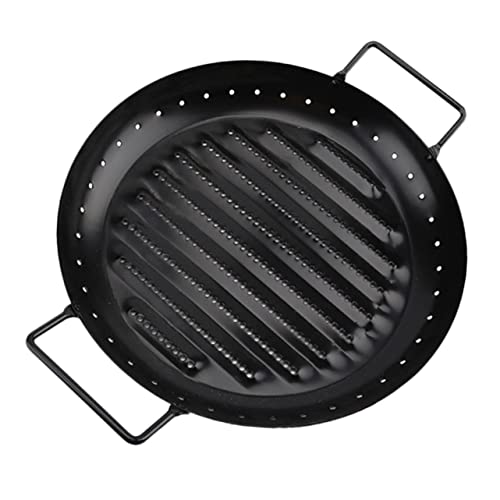 SUPVOX Nonstick Frying Pan Round Outdoor Bbq Frying Pan Barbecue Tray Practical for Camping Made of Sturdy Carbon Steel Easy to Clean