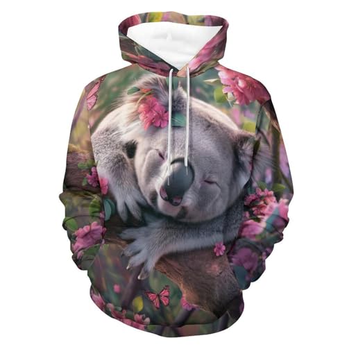 Sweat à capuche koala rose pour homme et femme en taille S